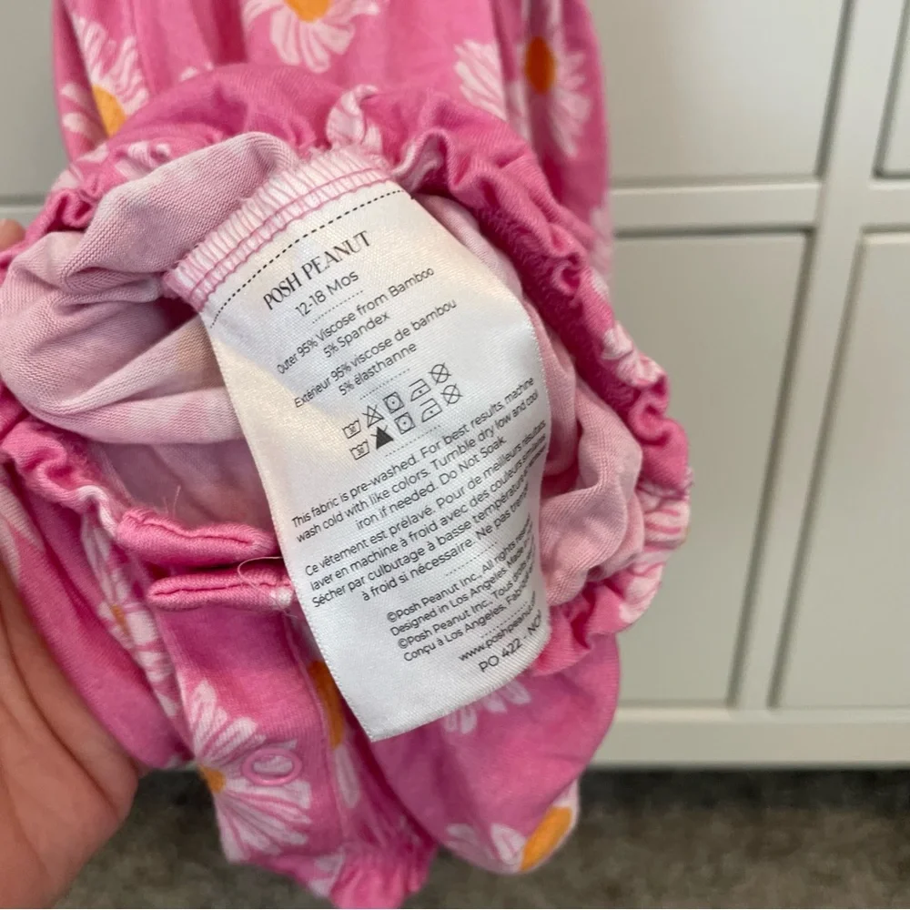 Posh Peanut Pink Floral Romper 12-18mo VGUC